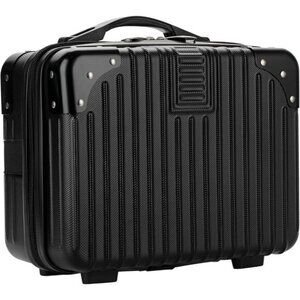 New Portable Hard Shell Makeup Case, Small Travel Cosmetic Luggage, Black ABS